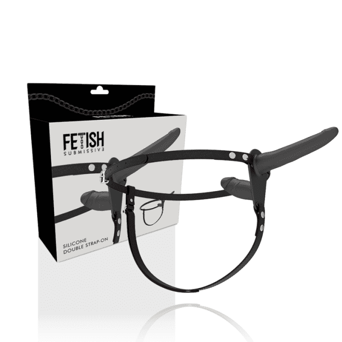 Harnais double pénétration noir (avec ou sans vibrations) - Fetish submissive