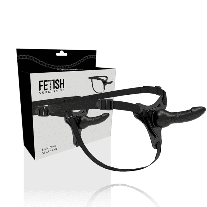 Harnais unisexe avec gode réaliste 16 cm (noir) - Fetish submissive