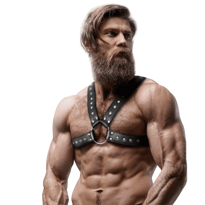 Harnais de poitrine croisé avec clou homme - Fetish submissive
